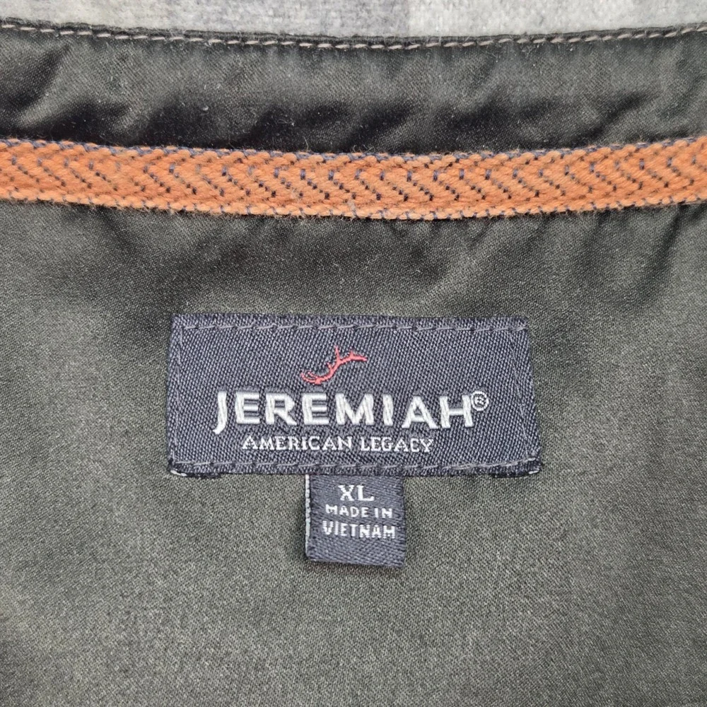 Jeremiah Flannel Shirt‎ Mens XL Gray Plaid Wool Blend Long Sleeve Button Up